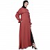 Front open classic frill abaya- Rose Bricks